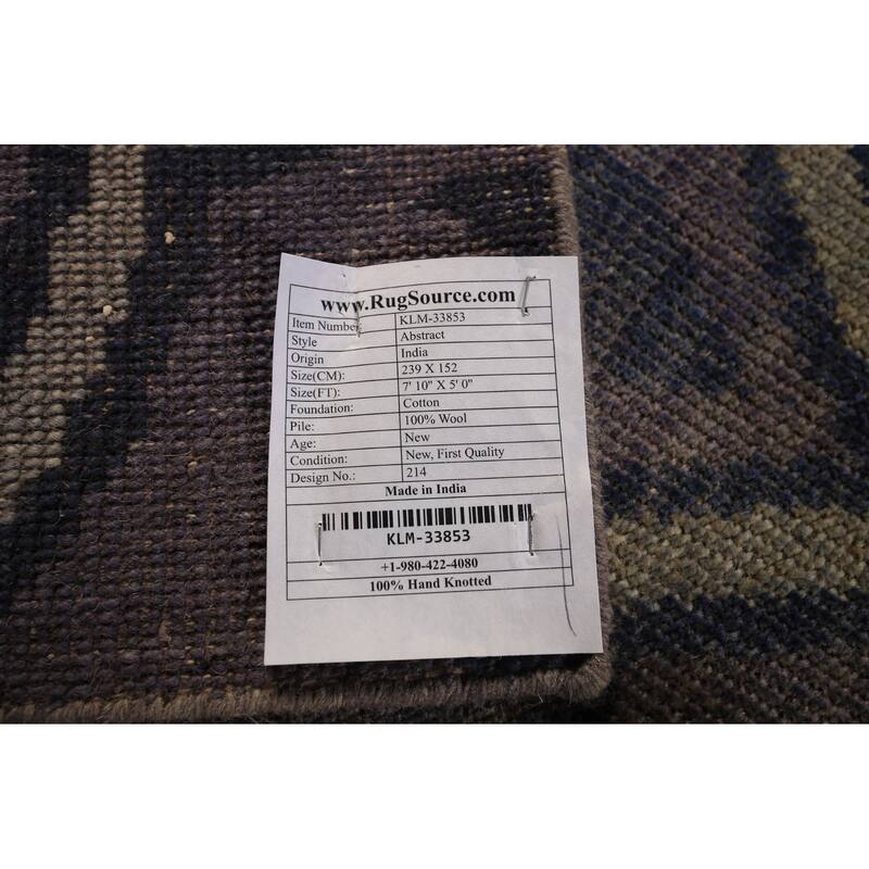 Abstract Oriental Area Rug Handmade Wool Carpet - 5'0" x 7'10"