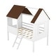 preview thumbnail 4 of 12, Twin Size Low House Loft Bed with Two Side Windows, Brown