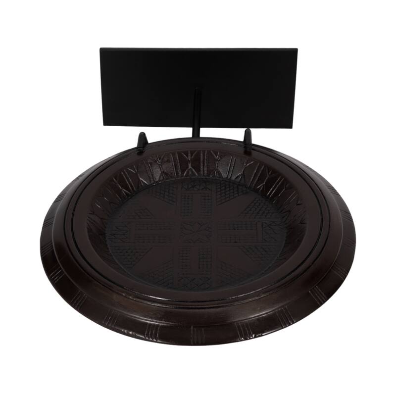 21" Aztec Table Sculpture Contemporary Abstract Metal and Wood Brown Aztec Decor for Home or Office Modern - 14" x 14" x 21"