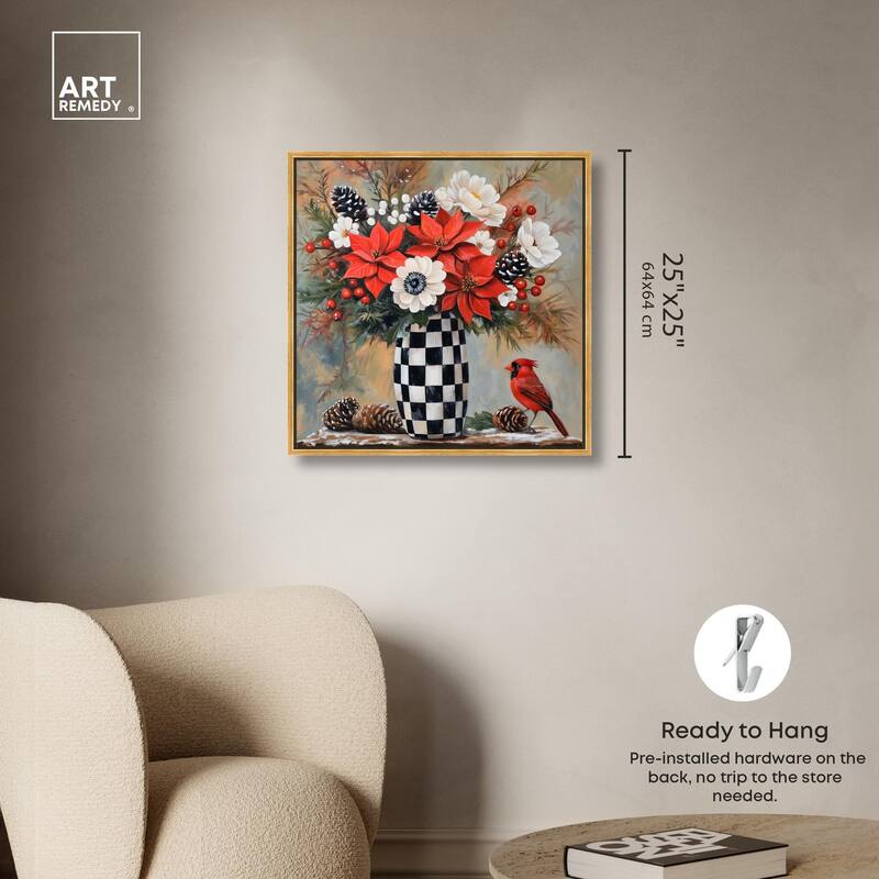 Checkerboard Vase Blooms II Canvas by Art Remedy
