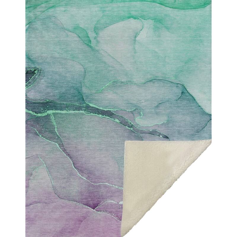 Premium Machine Washable Abstract Modern Sherpa Throw Blanket