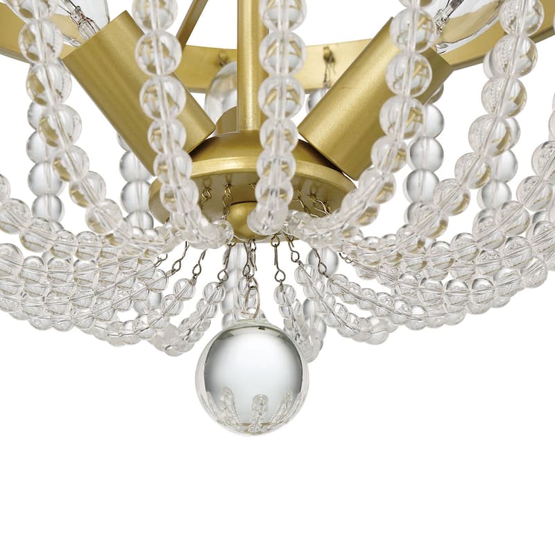 Frenia 3-light Mid-century Modern Beaded Gold Semi-flush Mount Ceiling Light - 12'' D * 8.07'' H