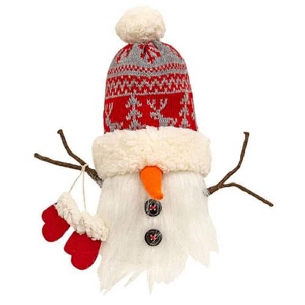 slide 2 of 2, Nordic Snowflake Snowman Gnome for Winter Holiday Decor - 4” L x 11” W x 11” H Red-White