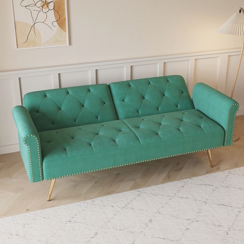 Velvet Tufted Back With 3 Pillow