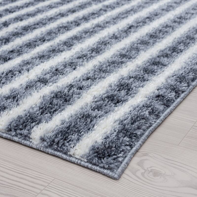 Augusta Shag Modern & Contemporary Stripe Indoor Area Rug