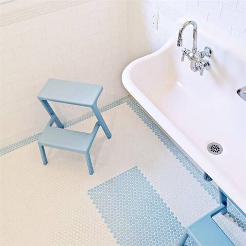 Merola Tile Metro Penny Matte Light Blue 9.75" x 11.5" Porcelain Mosaic
