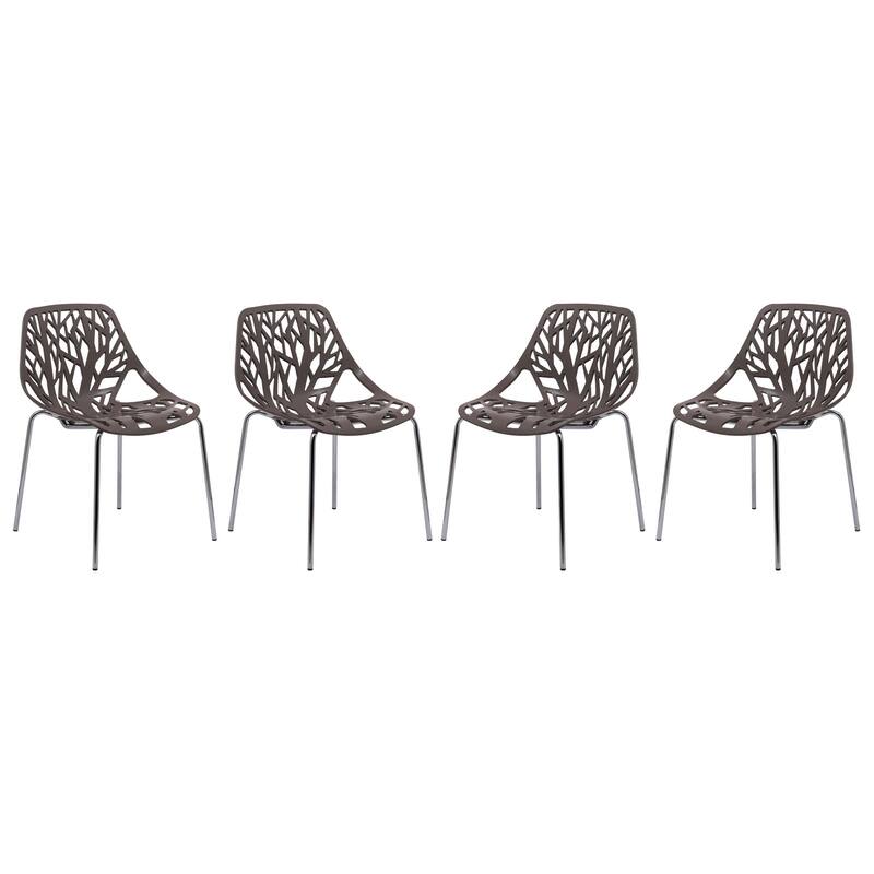 Stackable Dining Chair with Chrome Legs Side Chair (Set of 4) for Indoor and Outdoor