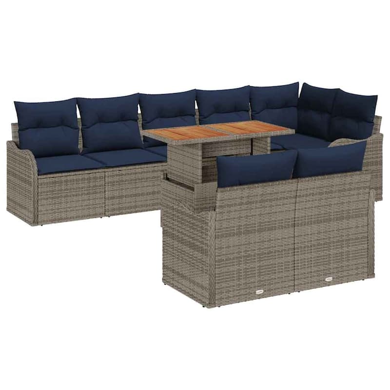 vidaXL 9 Piece Garden Sofa Set with Cushions - 113.2×48.2×27.2