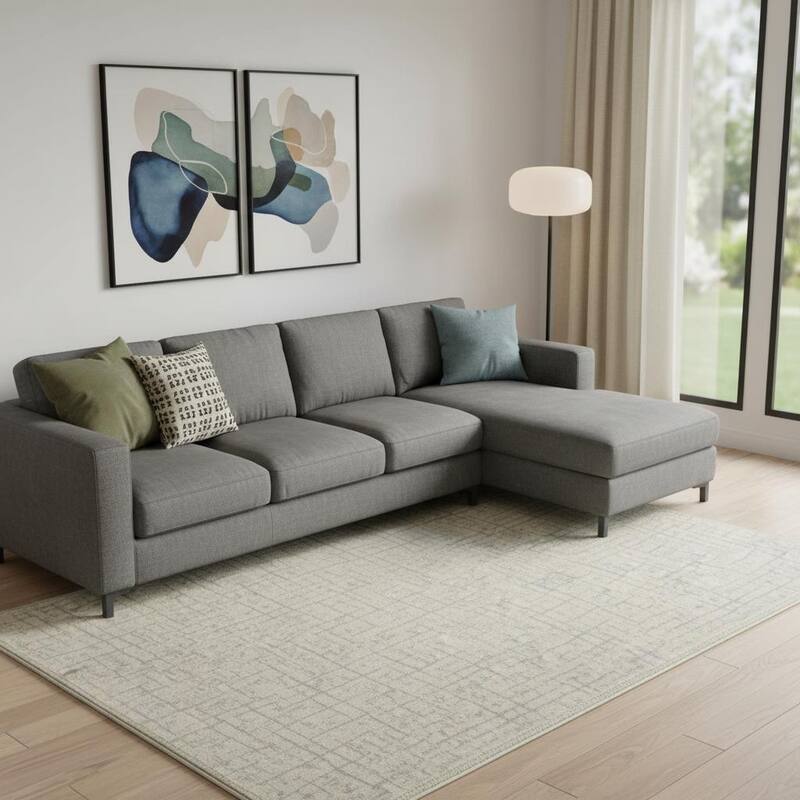 HomeRoots Abstract Geometric Modern, Contemporary Rectangle Area Rug