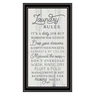 TrendyDecor4U Traditional "Laundry Rules" Framed Print Wall Art by Lux+ Me Designs - Blue, Green, White
