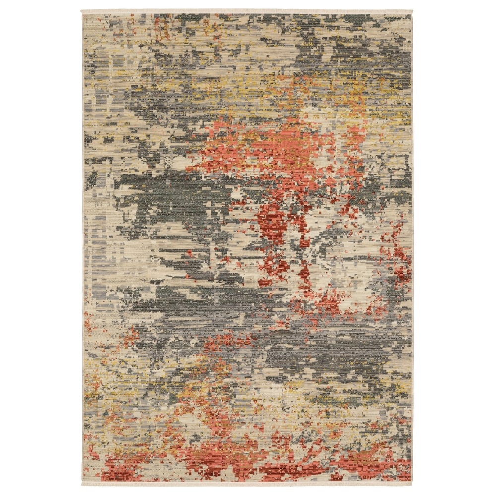 Style Haven Shiloh Pixelated Abstract Beige/Salmon Wool Blend Area Rug