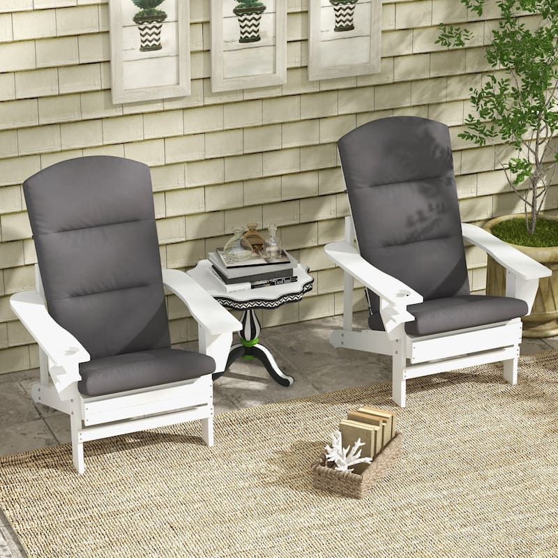 Outsunny Adirondack Chair Cushions, Outdoor Chair Cushions for Fire Pit Chairs with Seat Cushion, Back Cushion and Ties - grey
