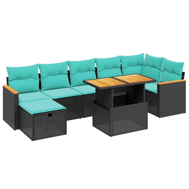 vidaXL Patio Sofa Set with Cushions Outdoor Furniture 8 Piece Poly Rattan