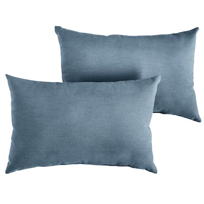 Sunbrella Denim Blue Indoor/Outdoor Pillows, Set of 2, Knife Edge