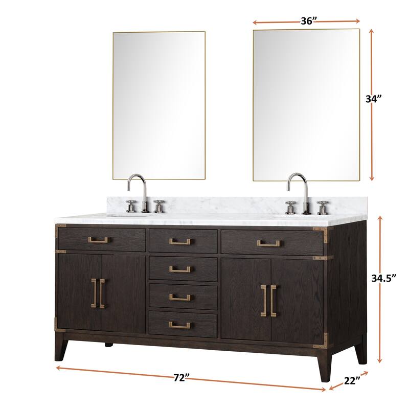 Lexora Laurel Bath Vanity, Carrara Marble Top, Faucet Set, and Mirror