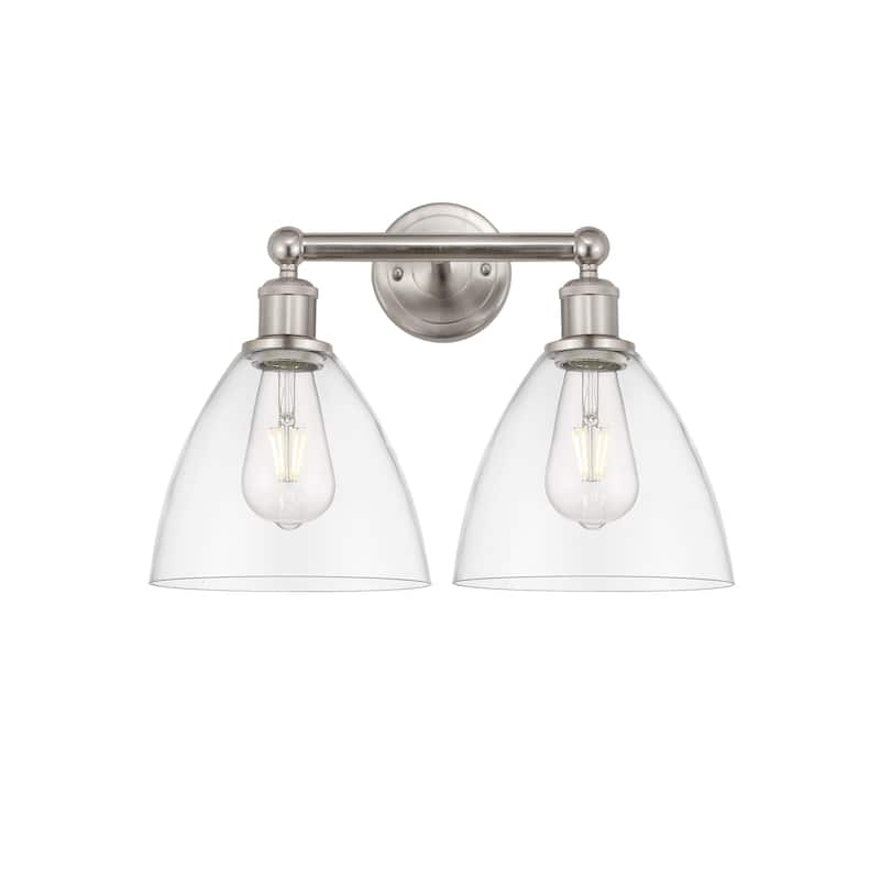 Innovations Lighting 616-2W-12-17 Bristol Vanity Bristol Glass 2 Light - Brushed Satin Nickel / Clear