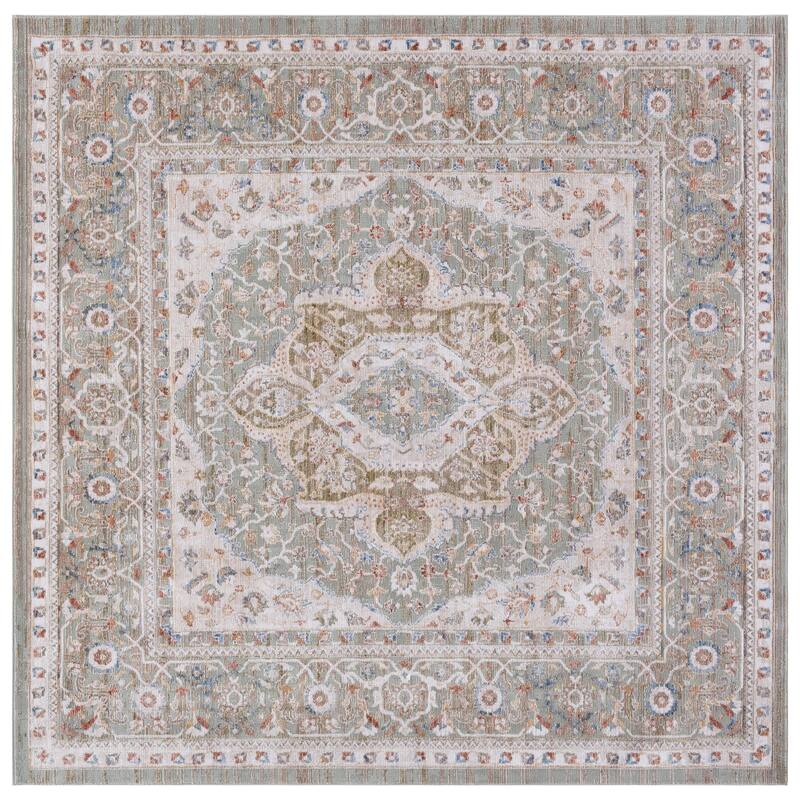 SAFAVIEH Elwood Jeka Modern Abstract Rug - 6'5" Square - Olive/Beige