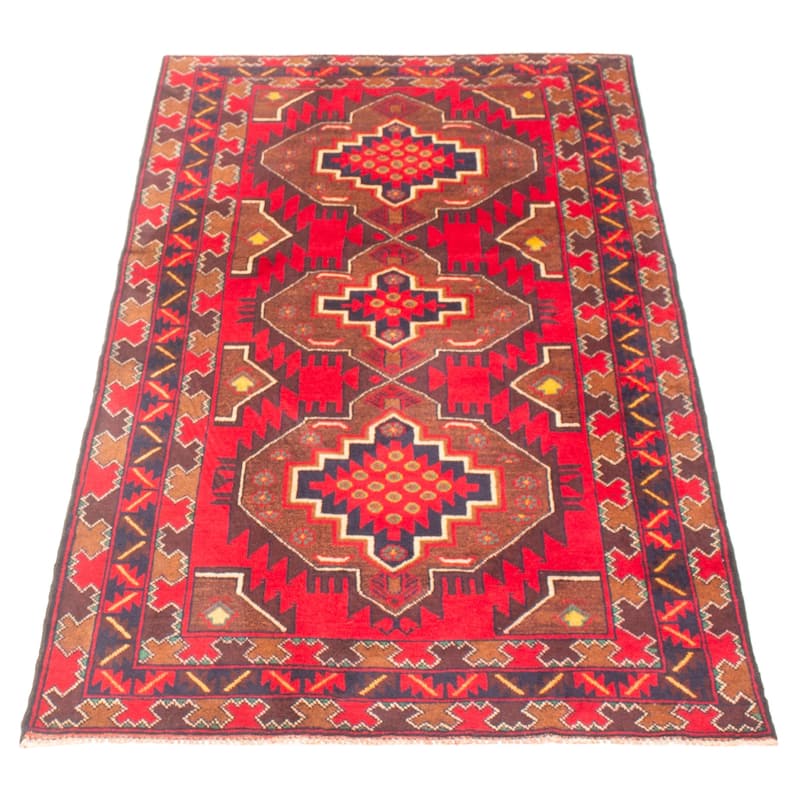 ECARPETGALLERY Hand-knotted Teimani Red Wool Rug - 3'6 x 6'5