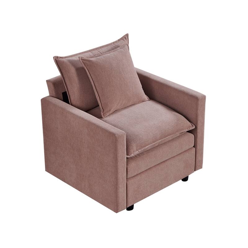 Chenille Fabric Upholstered Reading Armchair Comfy Deep Single Seat Sofa Living Room