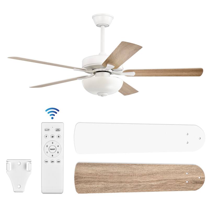 52-in Matte Black/Brushed Nickel/White 5-Blade Indoor Reversible Ceiling Fan with LED Light and Remote Control - 52 inch