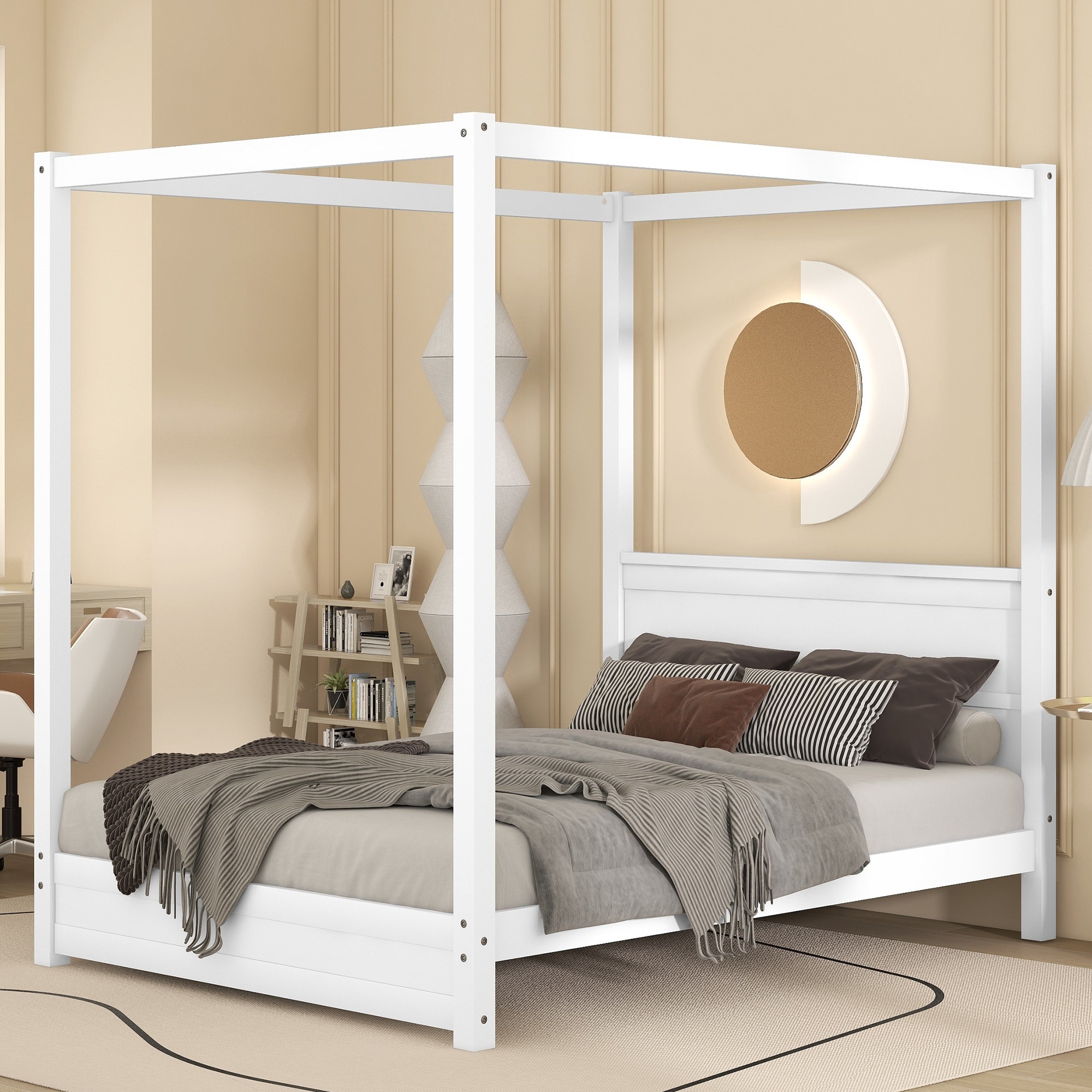 Solid wood canopy hot sale bed