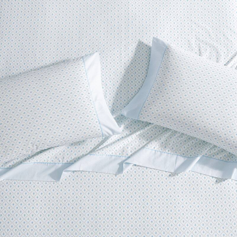 Laura Ashley Percale Cotton Printed Hem Sheet Sets