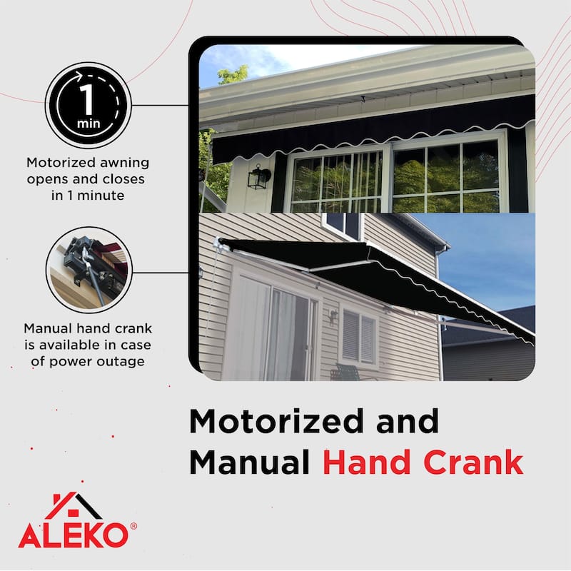 ALEKO Moroccan Semi-Cassette Motorized Patio Awning - Seagull & White Striped - 12 x 10 Feet