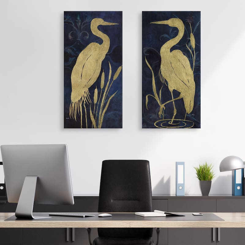 Egret on Indigo I & II by Janet Tava Canvas Art Prints