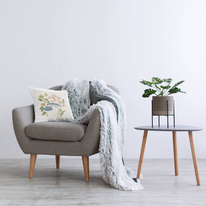 Stupell Blue Mushrooms & Wildflowers Decorative Printed Throw Pillow Design by Cat Thurman Designs