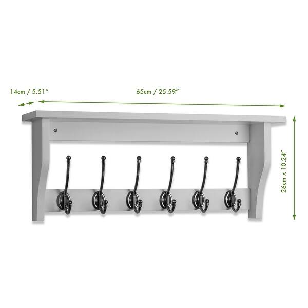 Shop Wall Mounted Heavy Duty 6 Hat And Coat Hook Shelf Rack