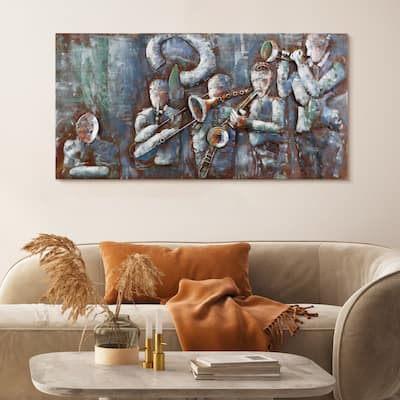 "Jazz Band" Mixed Media Iron Hand Painted Dimensional Wall Art