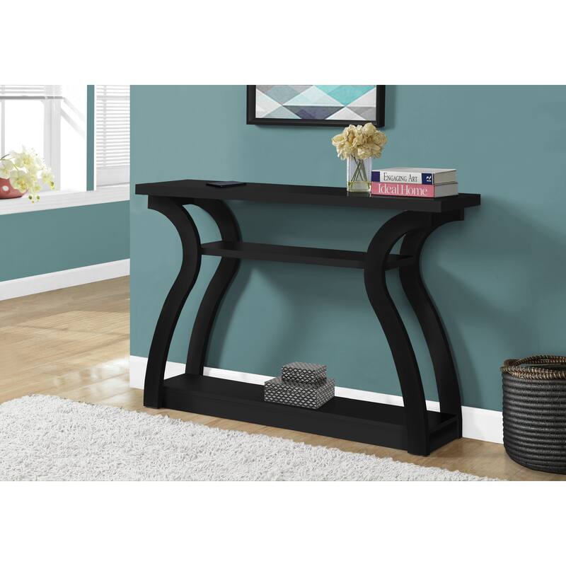47-Inch Contemporary Console Table with Floor Shelf Durable Wood Stylish Storage for Living Room - 47.25”L x 11.5”W x 32”H