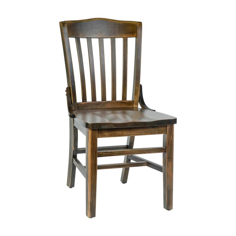 School House Back Wooden Restaurant Dining Chair - 18.5"W x 21.5"D x 35"H