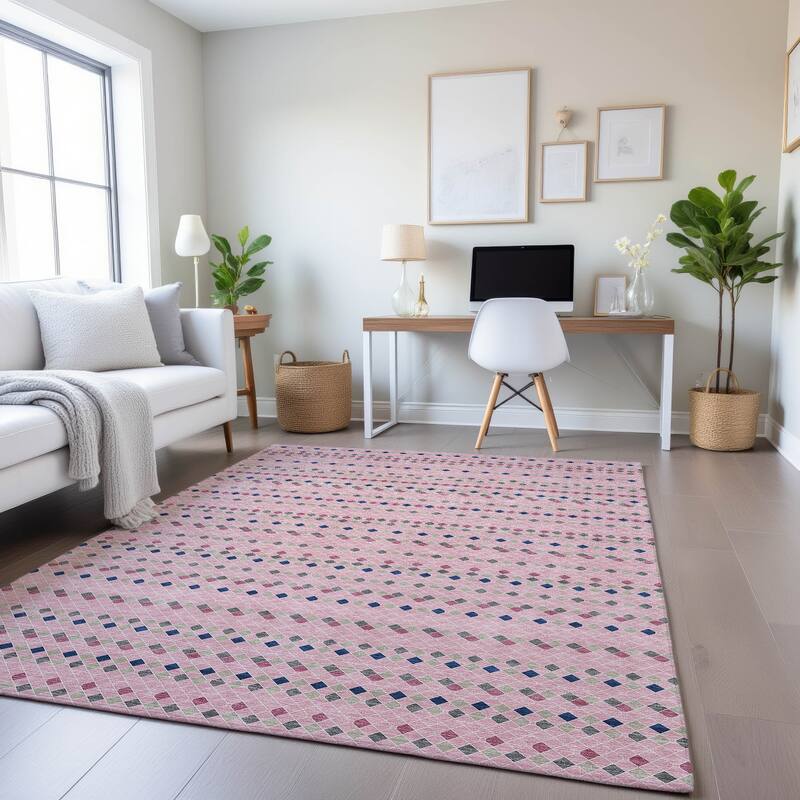 Premium Washable Super Soft Boho Global Mayfield Rug - Pink - 8' x 10'