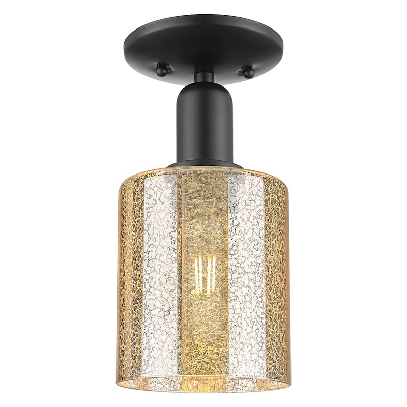 Innovations Lighting 716-1C-11-5 Cobbleskill Semi-Flush Cobbleskill 5" - Matte Black / Mercury