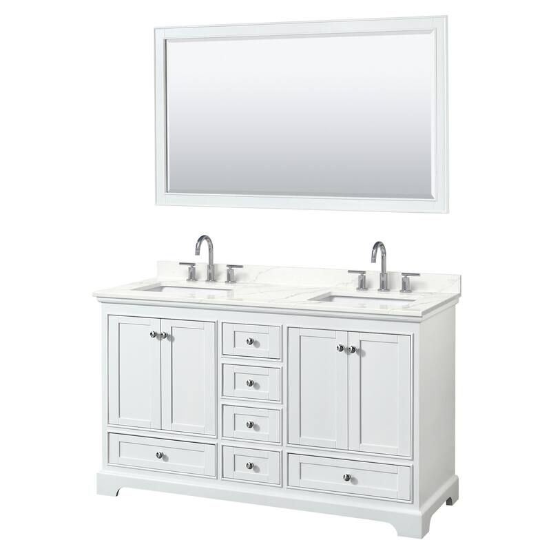 Wyndham Collection WCS202060D-QTZ-US3M58 Deborah 60" Free Standing - White / Giotto Quartz Top / Polished Chrome