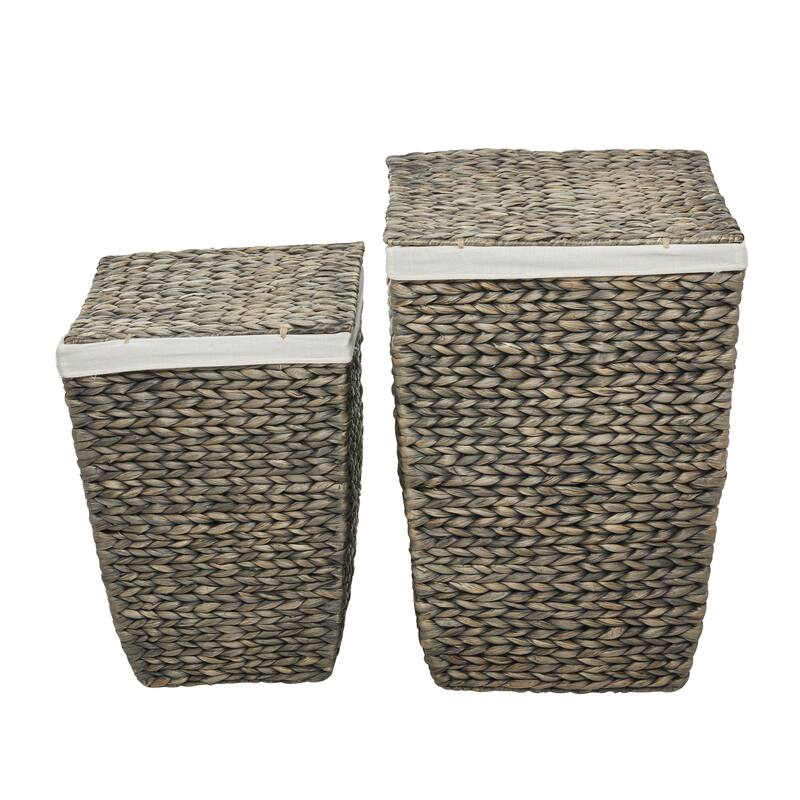 Seagrass Handmade Storage Basket with Liner and Matching Tops - Set of 2 Dark Brown - CosmoLiving by Cosmopolitan