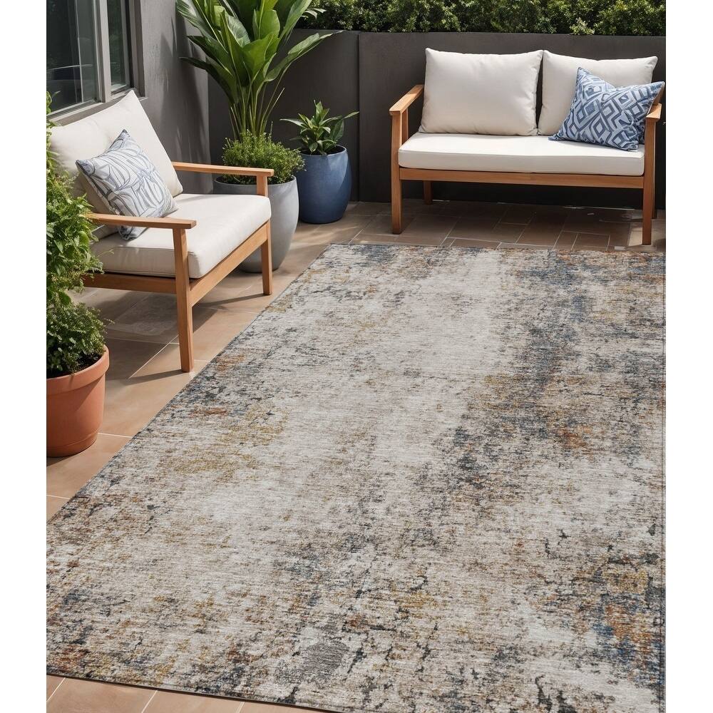HomeRoots Abstract Transitional Rectangle Outdoor Rug