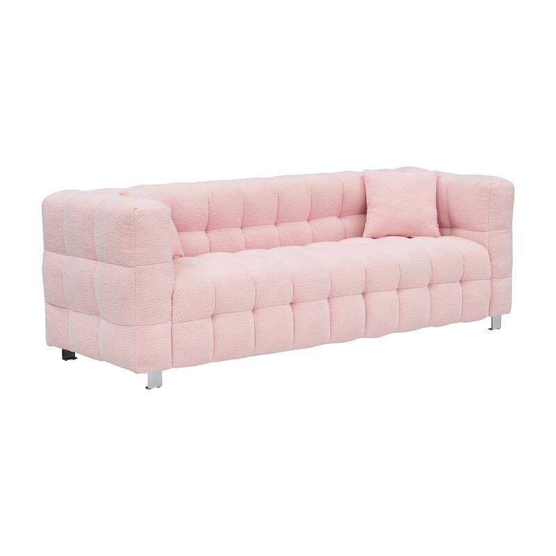Teddy Plush Sofa 80 Inch Living Room Bedroom Discharge With Two Pillows Hardware Feet
