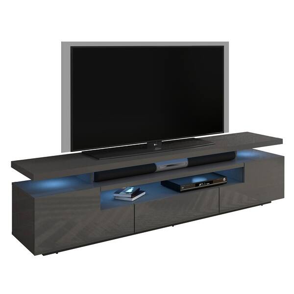 Shop Strick Bolton Sparkes 77 Inch High Gloss Tv Stand With Led Lights Overstock 26283649