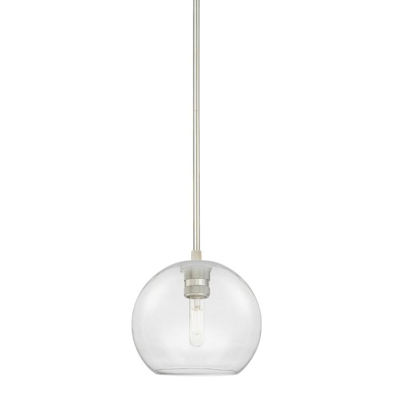 Innovations Lighting 434-1S-8-8 Crown Point Pendant Globe Crown Point - Polished Nickel / Clear