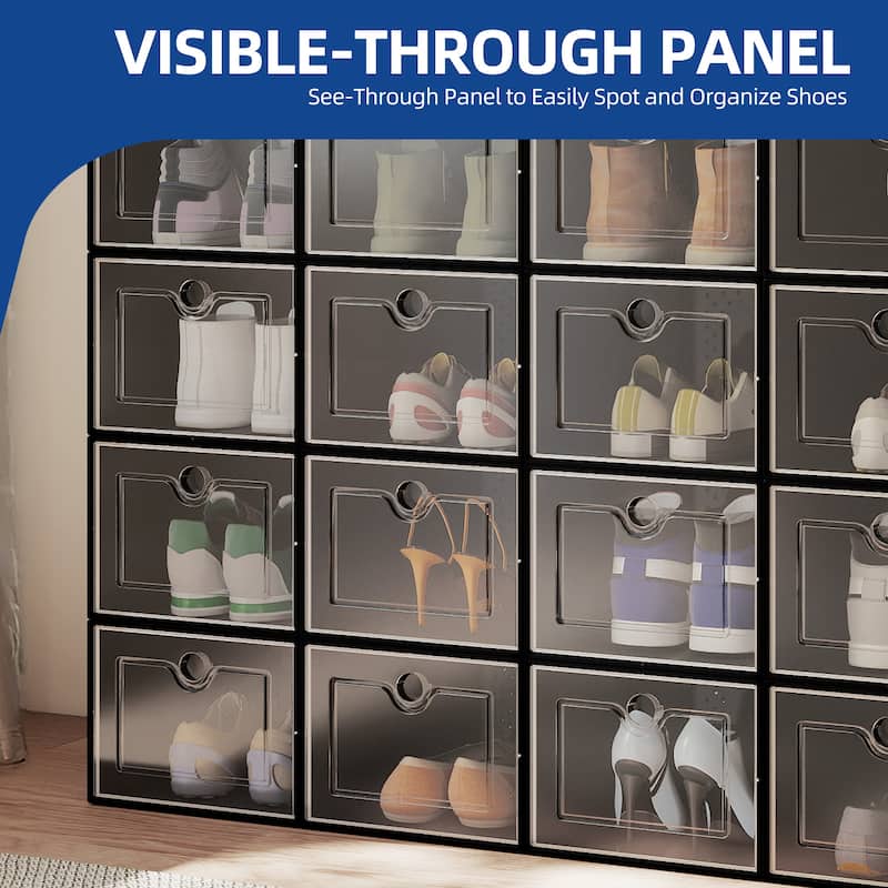 XL Shoe Storage Box Set of 12 Shoe Storage Organizers Stackable Shoe Storage Box Rack Containers Drawers