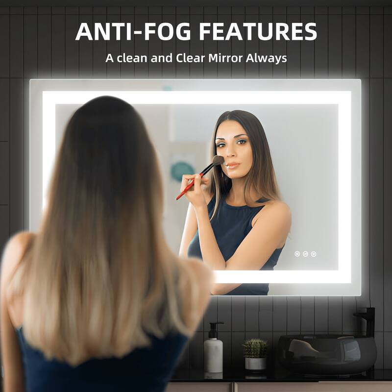 LED Bathroom Mirror with Front and Backlit Lights Anti-Fog