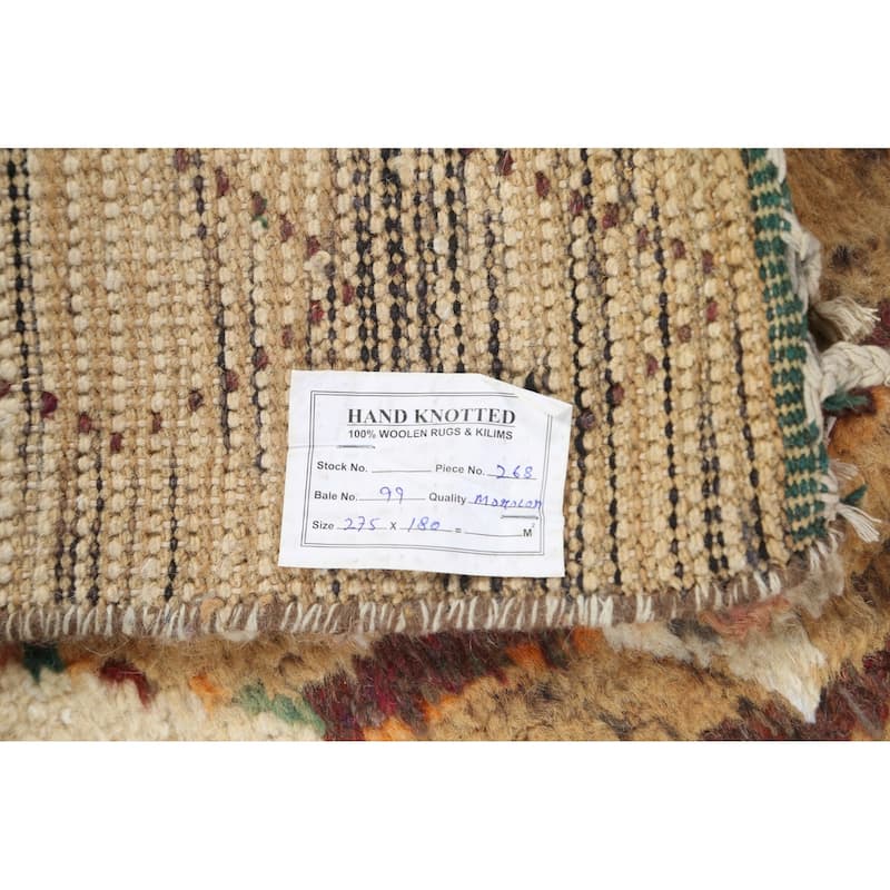 Geometric Oriental Moroccan Wool Area Rug Hand-knotted Tribal Carpet - 5'11" x 9'1"