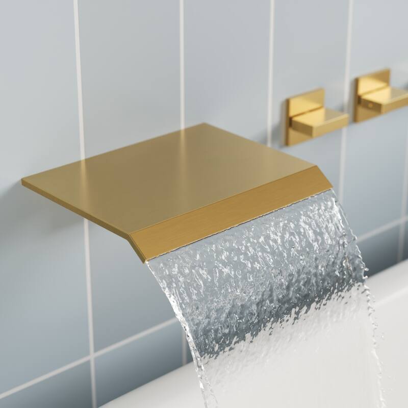 GRANDJOY Wall Mounted 3-Handle Tub Shower Faucet with Handheld Shower and Waterfall Tub Spout