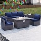 preview thumbnail 57 of 99, Outdoor Patio Furniture Set, All Weather PE Wicker Sectional Conversion Sofa set with Firepit(Optional)
