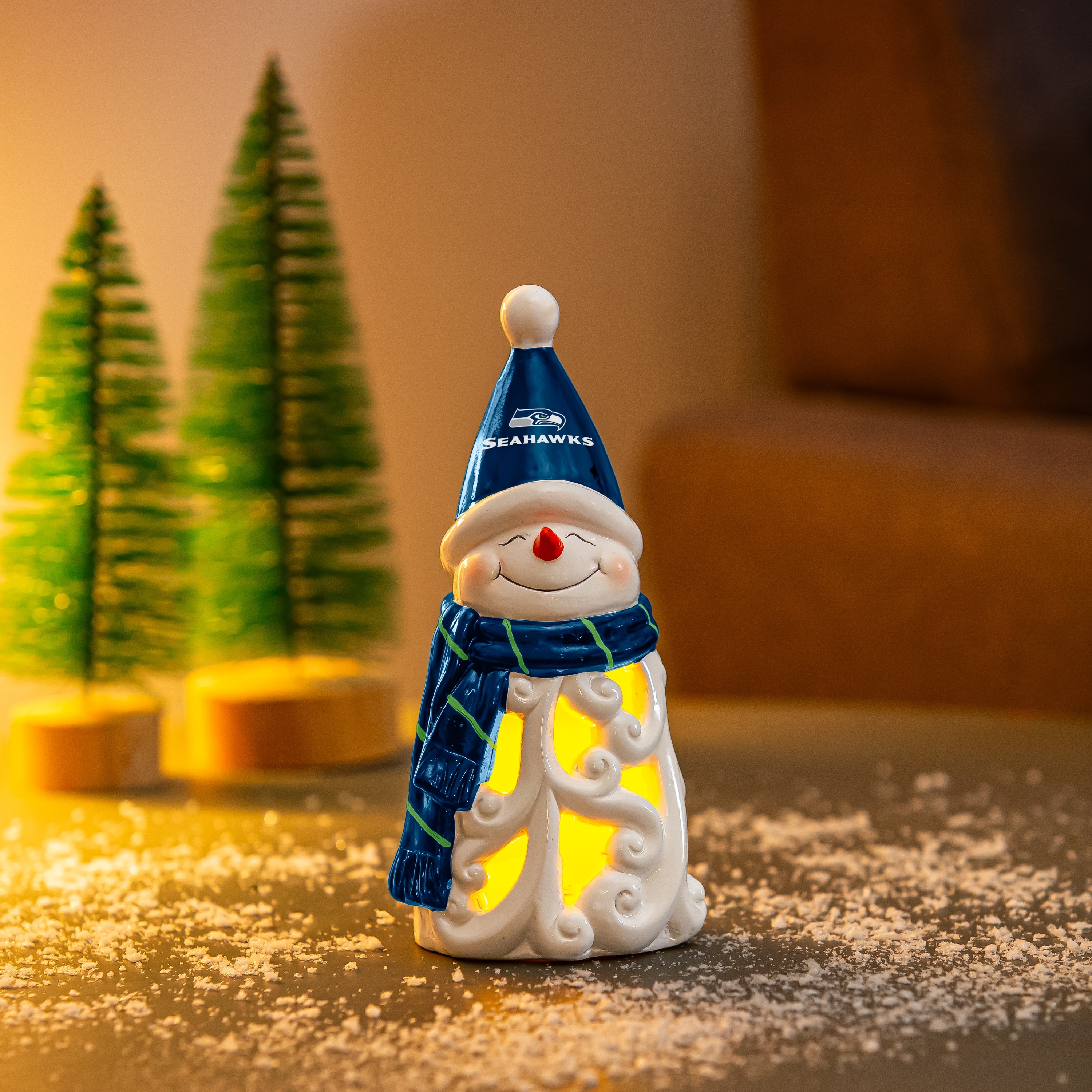 Seattle Seahawks Snowman LED Garden Statuary, 8"