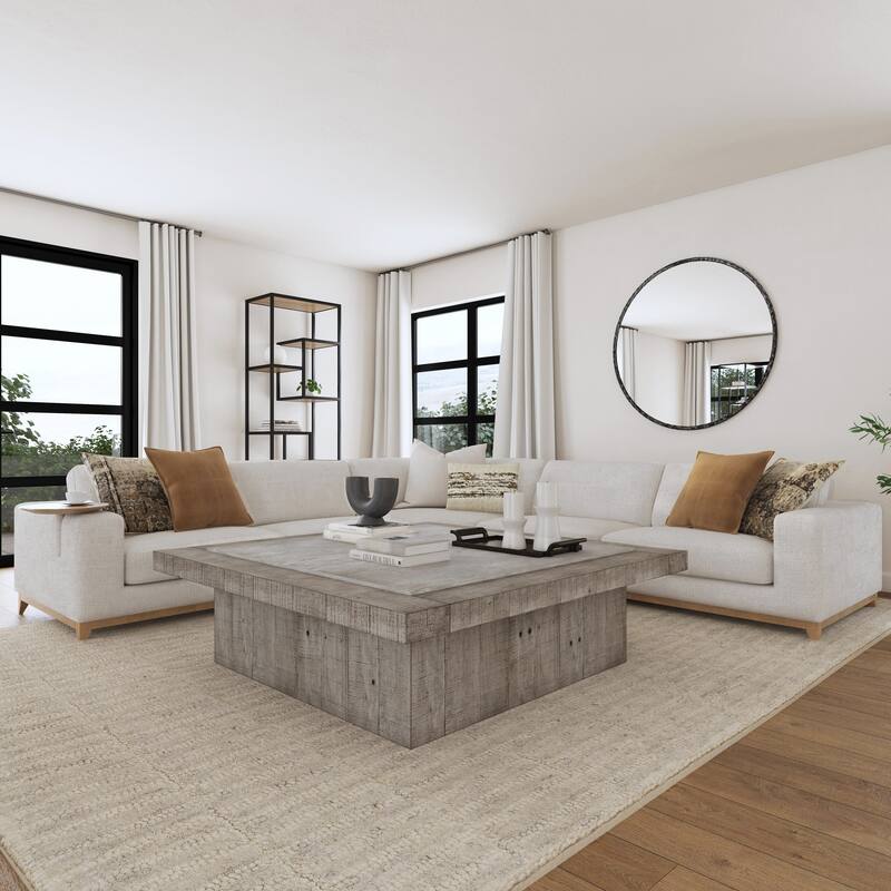 Classic Home Donovan Upholstered Sectional Sofa - 132.3Wx132.3Dx32.3H - Sand