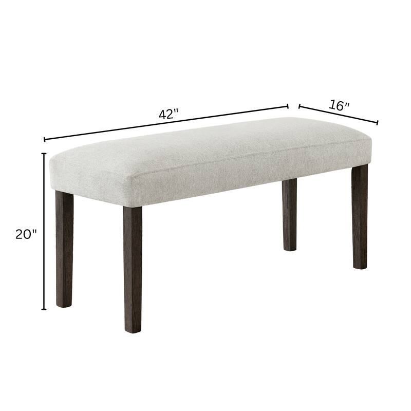 Roundhill Furniture Sorlen Contemporary Upholstered Dining Bench, Gray