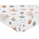 preview thumbnail 3 of 4, Sweet Jojo Designs Ocean Seashells Boy Girl Gender Neutral Unisex Fitted Crib Sheet Orange Blue Beige Nautical Beach Watercolor